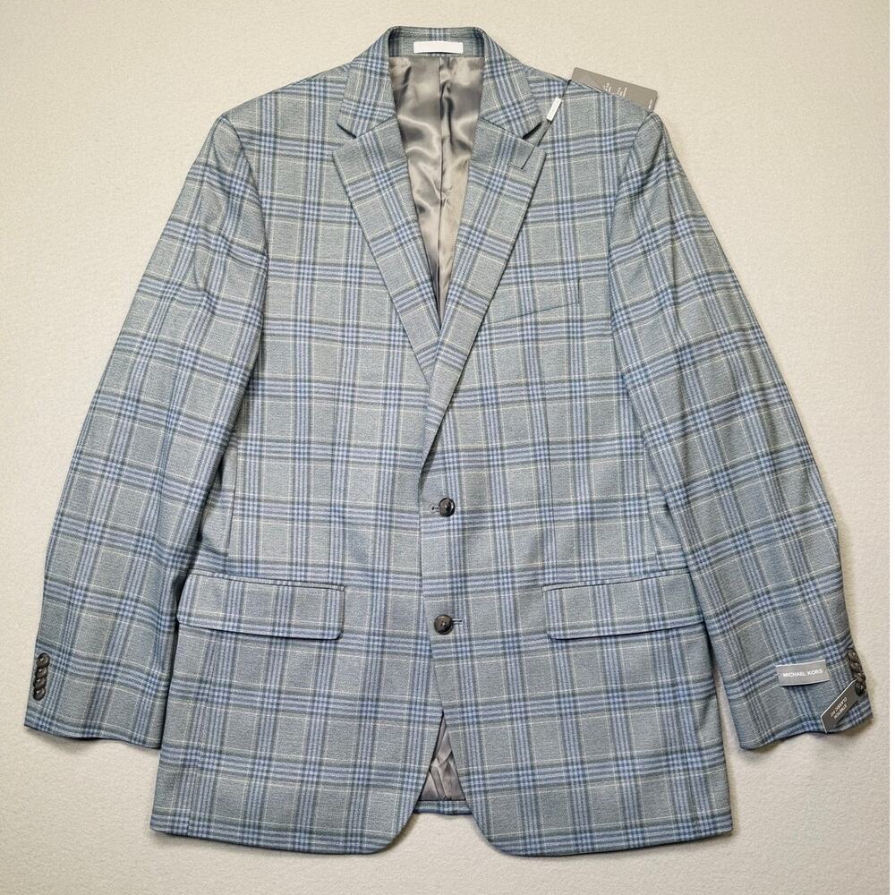 Michael Kors Men's Classic-Fit Seafoam Plaid Sport Coat, Seafoam 42L $295